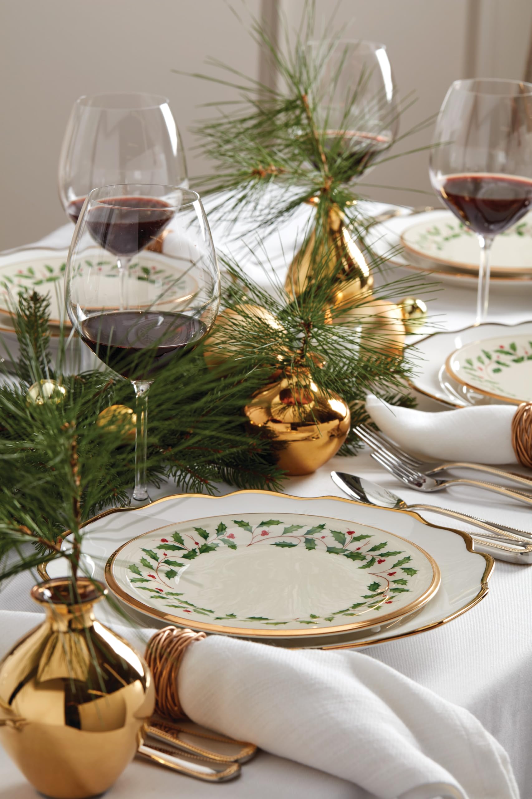 Ideal as a Christmas table centerpiece or individual place setting with Lenox.