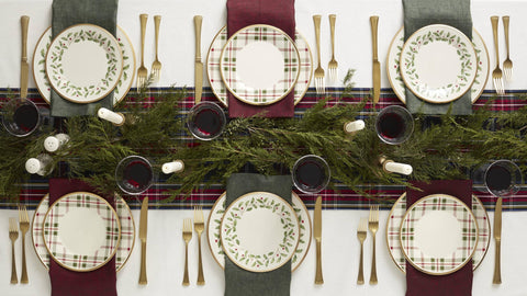 Lenox Holiday table setting with four place settings for gatherings.