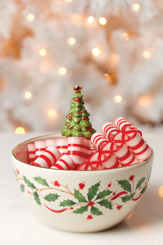 Lenox Holiday Tree Bowl filled with cookies enhances dessert displays.