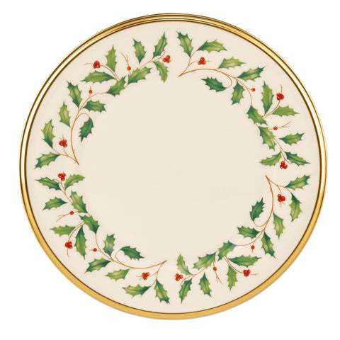 Lenox holly-berry motif on surface enhances festive table decor