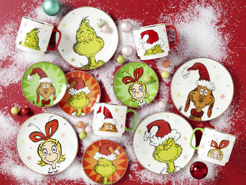 Lenox Merry Grinchmas accent plate christmas-decor, adds seasonal flair for gatherings.