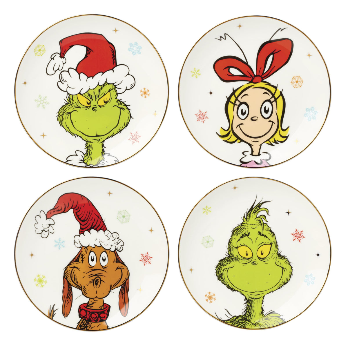 Lenox Merry Grinchmas accent plate with Grinch design, ideal for festive dinner decor.