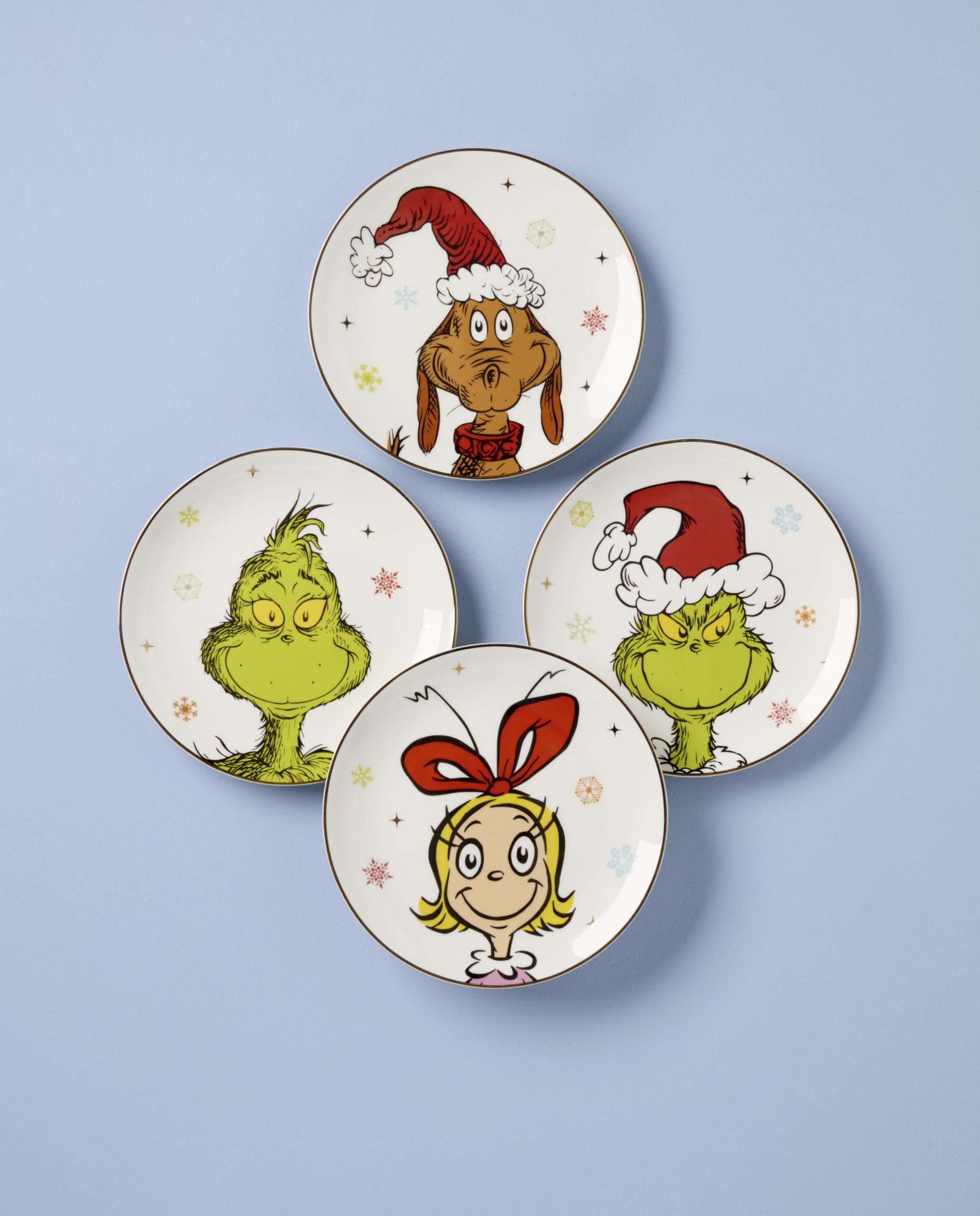 Lenox Merry Grinchmas accent plate Max illustration, perfect for playful holiday table settings.