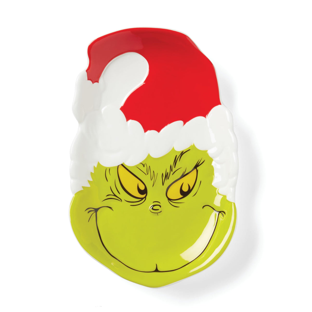 Lenox Merry Grinchmas candy dish front view for festive holiday gatherings.
