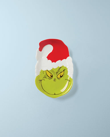 Lenox Merry Grinchmas candy dish Grinch grin detail for whimsical centerpieces.