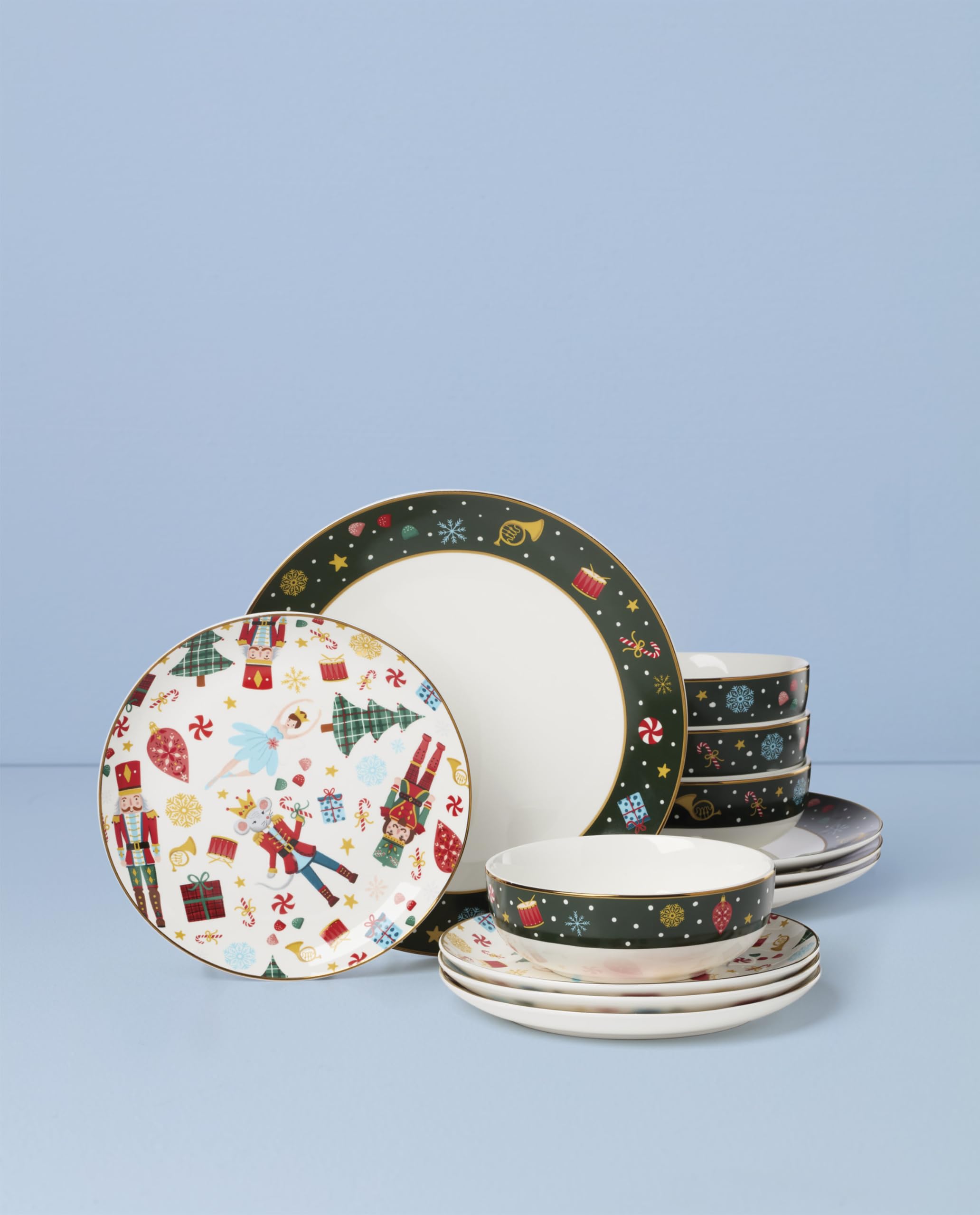 Lenox Nutcracker Ballet accent plates add whimsy to seasonal place settings