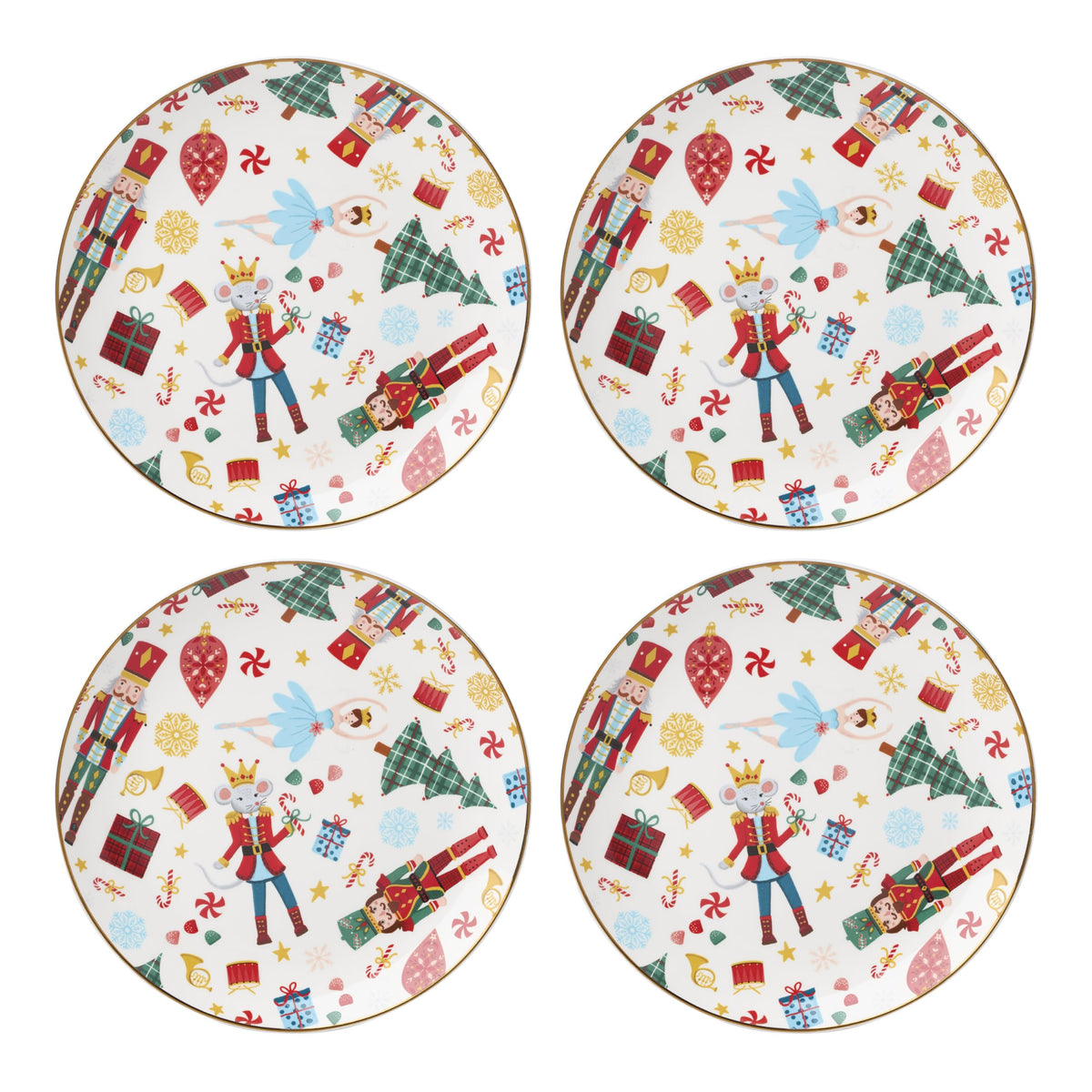Lenox Nutcracker Ballet accent plate in porcelain with gold trim for holiday dining.