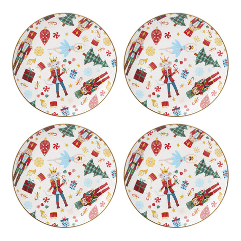 Lenox Nutcracker Ballet accent plate in porcelain with gold trim for holiday dining.