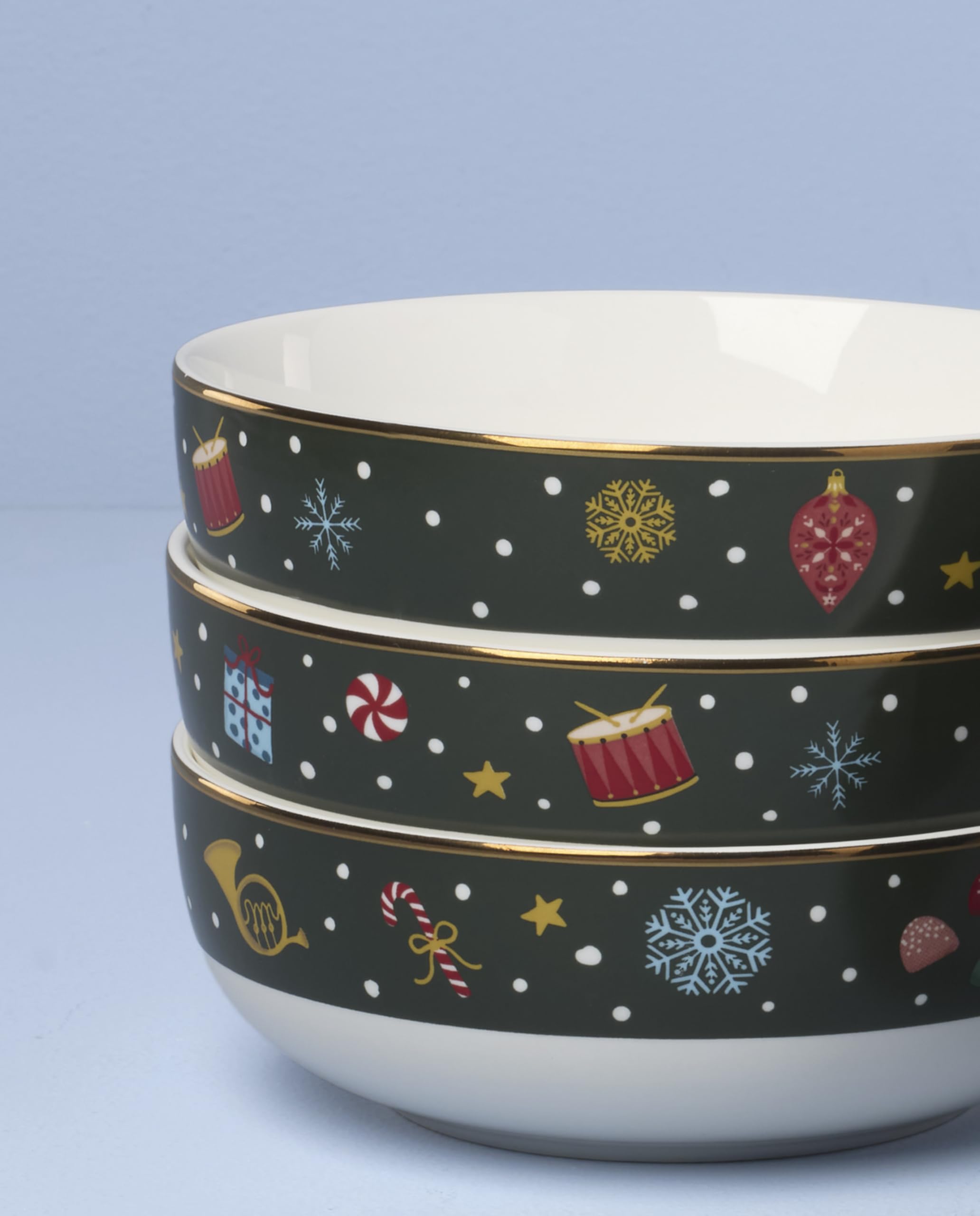 Closeup of Lenox Nutcracker Ballet porcelain finish adds refined holiday charm.