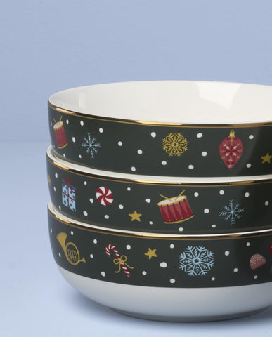 Closeup of Lenox Nutcracker Ballet porcelain finish adds refined holiday charm.