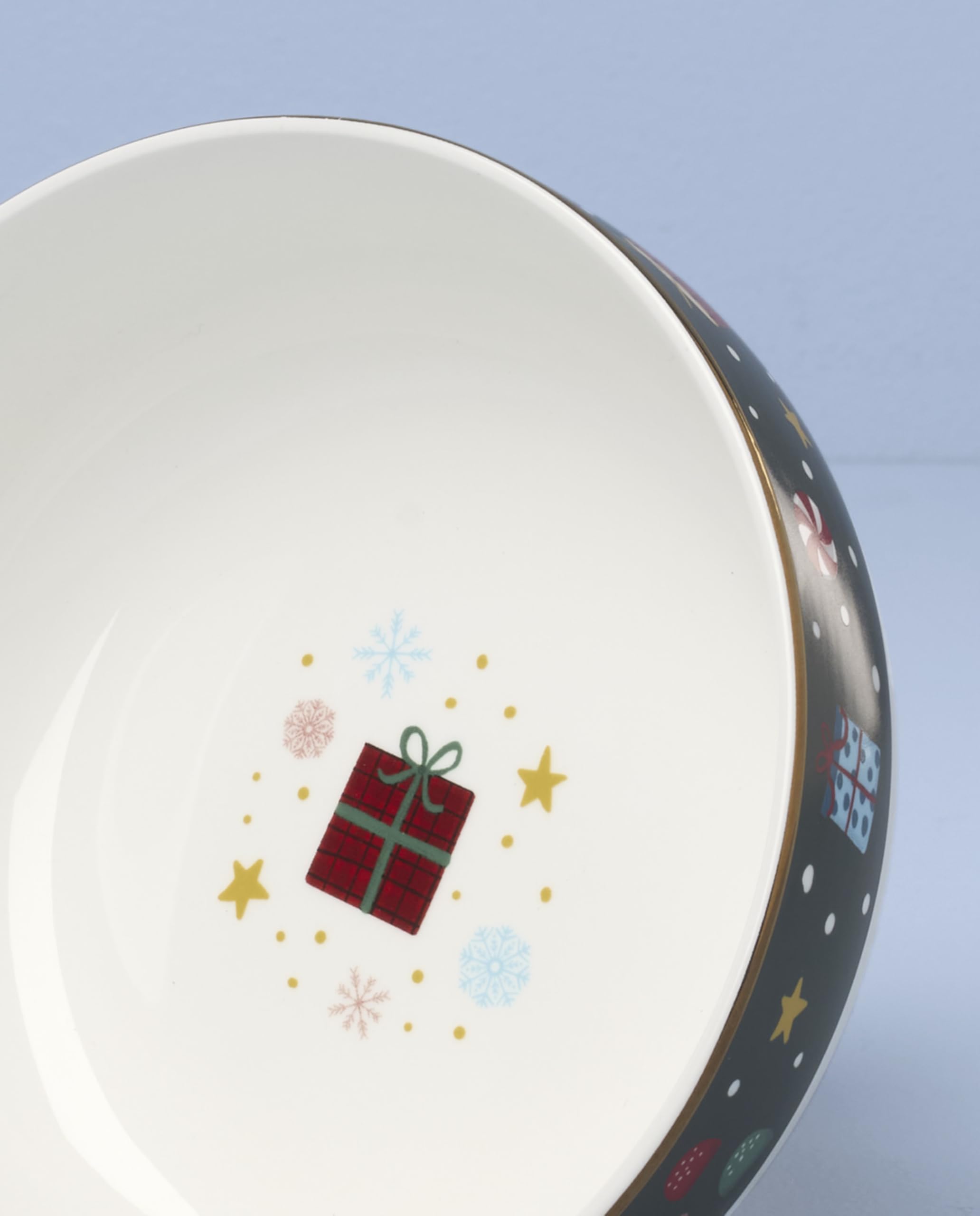 Lenox Nutcracker Ballet bowls closeup porcelain finish for refined holiday flair.