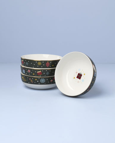 Lenox Nutcracker Ballet bowls on a festive table setting for seasonal meals.
