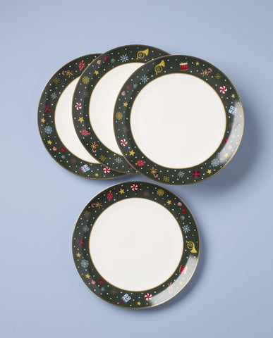 Lenox Nutcracker Ballet dinner plate close-up with peppermint accents and festive charm