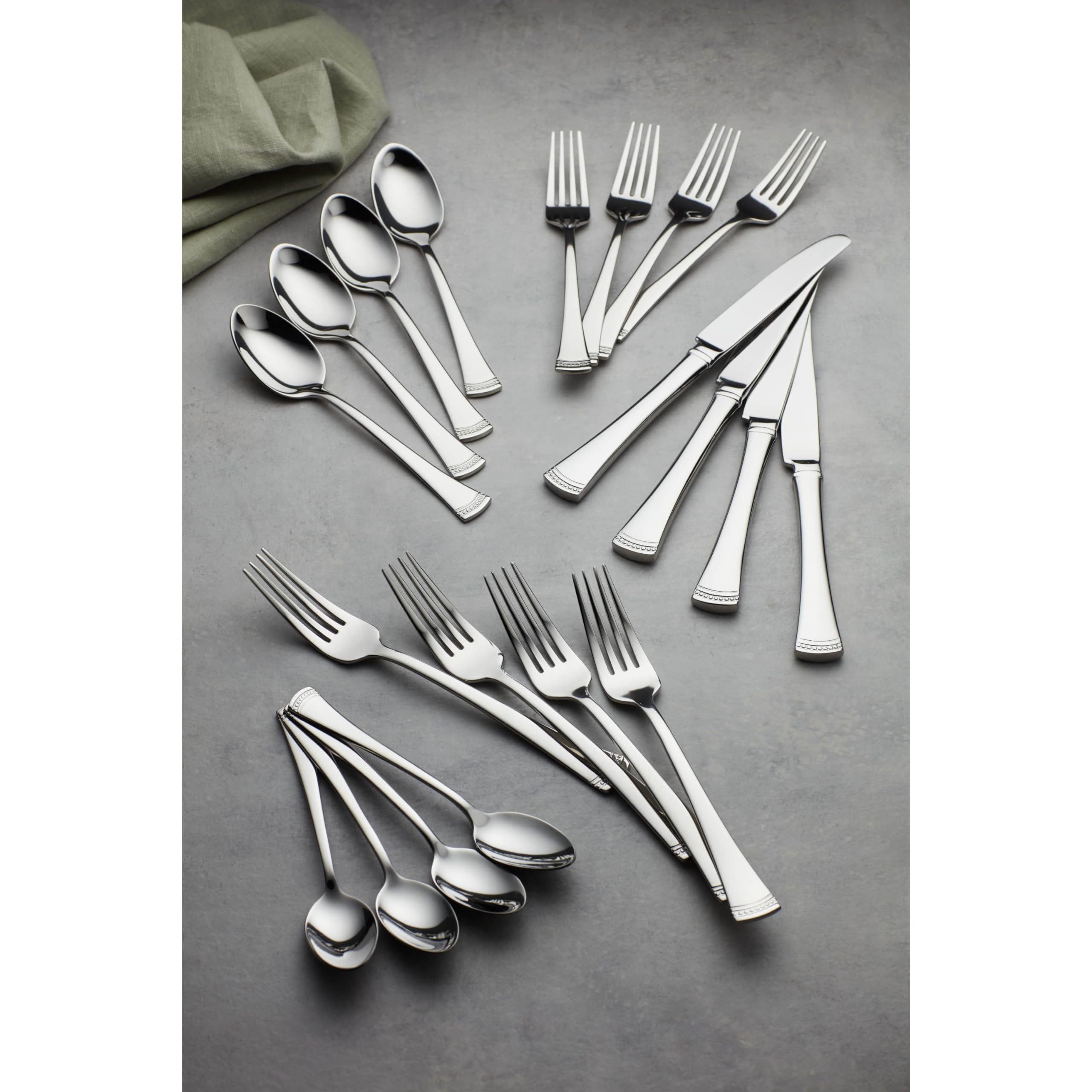 Lenox Portola teaspoons highlight elegant beaded base for entertaining