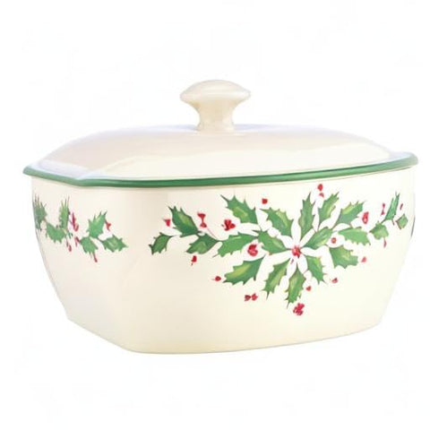 Lenox serving dish for Christmas table—ideal for sharing casseroles.