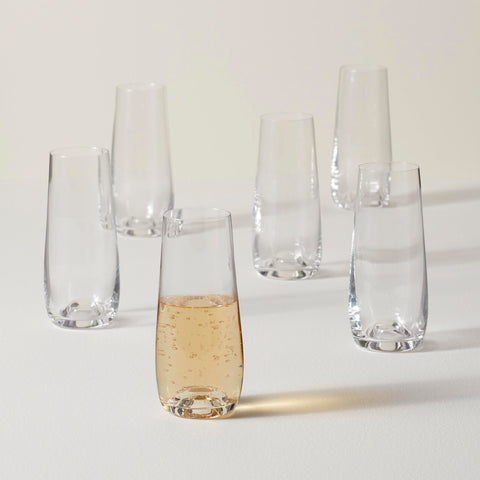 Six 9-ounce Lenox flutes ideal for champagne pours during celebrations