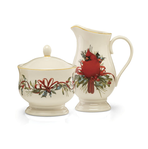 Lenox Winter Greetings creamer pitcher with cardinal accent for elegant table service