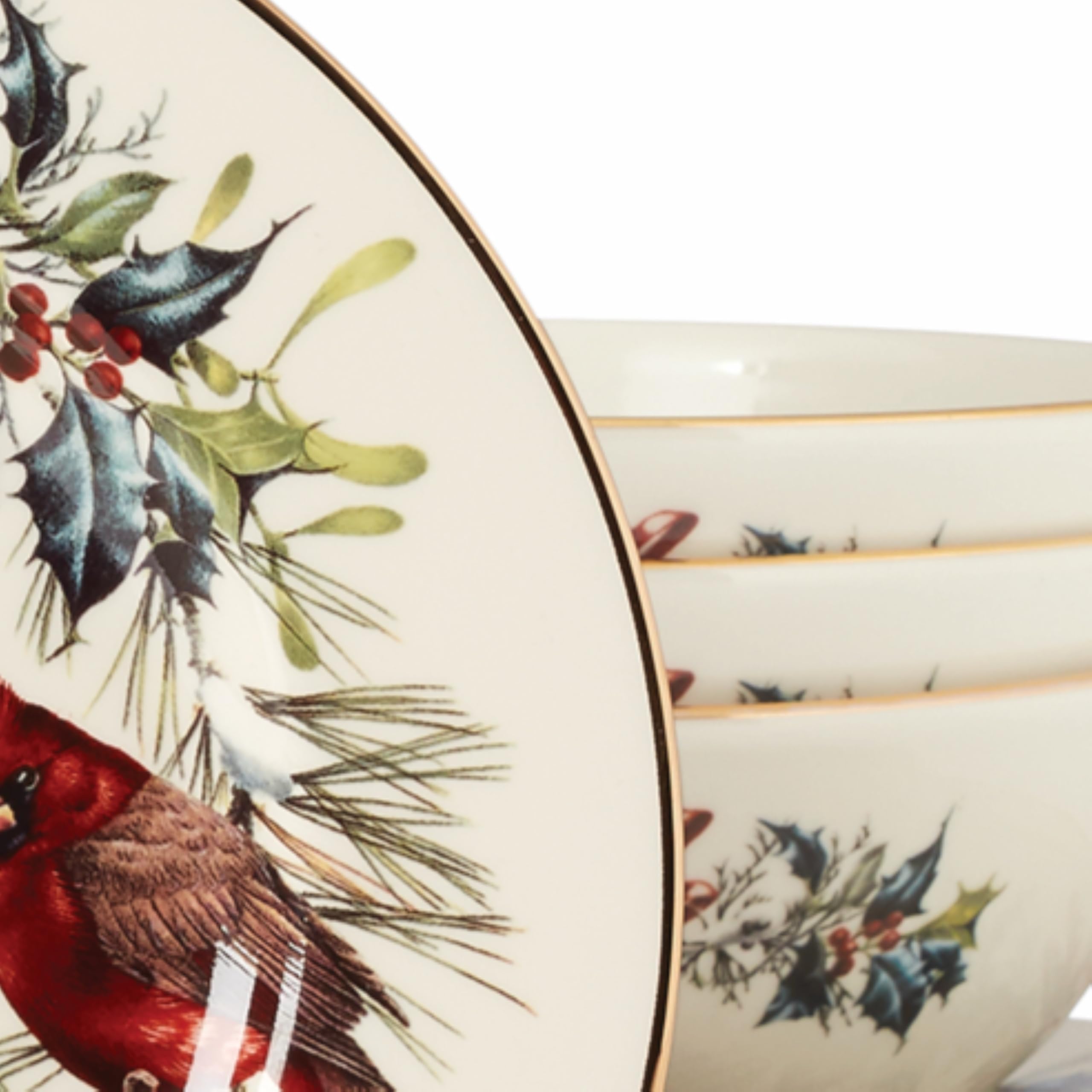 Lenox Winter Greetings salad plates with holly and pinecone accents