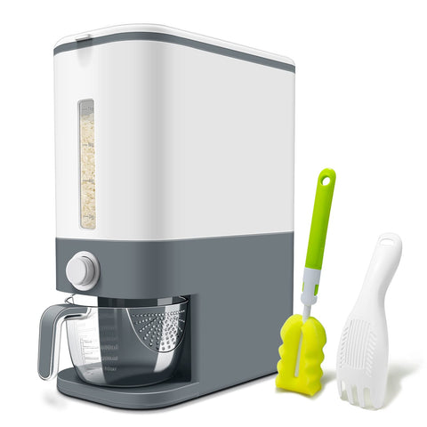 Lenwi rice dispenser front view with clear scale for easy portioning