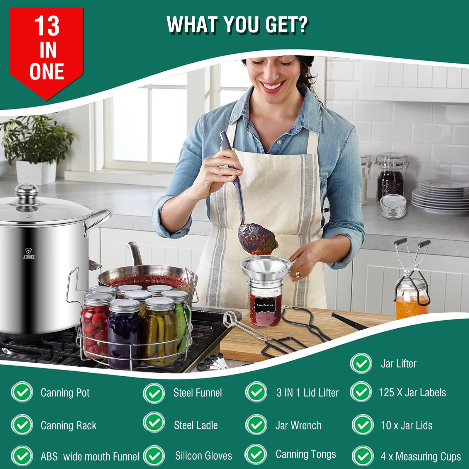 LEONICE 3-in-1 lid lifter helps lift and handle jar lids safely