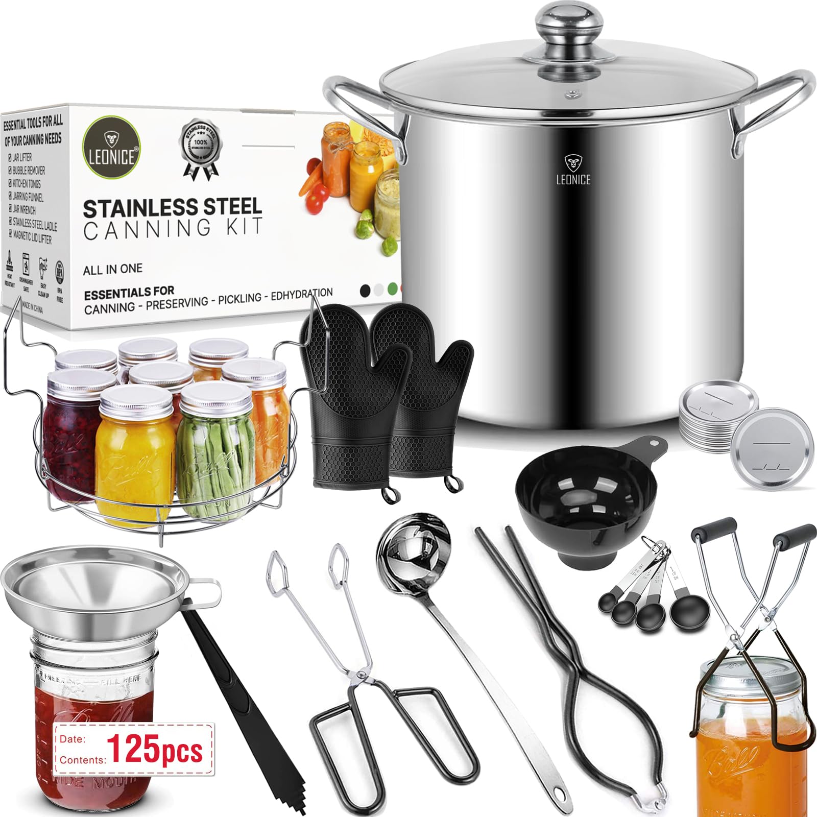 LEONICE 20.5 qt canning pot ready for versatile canning on all cooktops