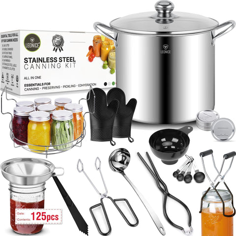 LEONICE 20.5 qt canning pot ready for versatile canning on all cooktops