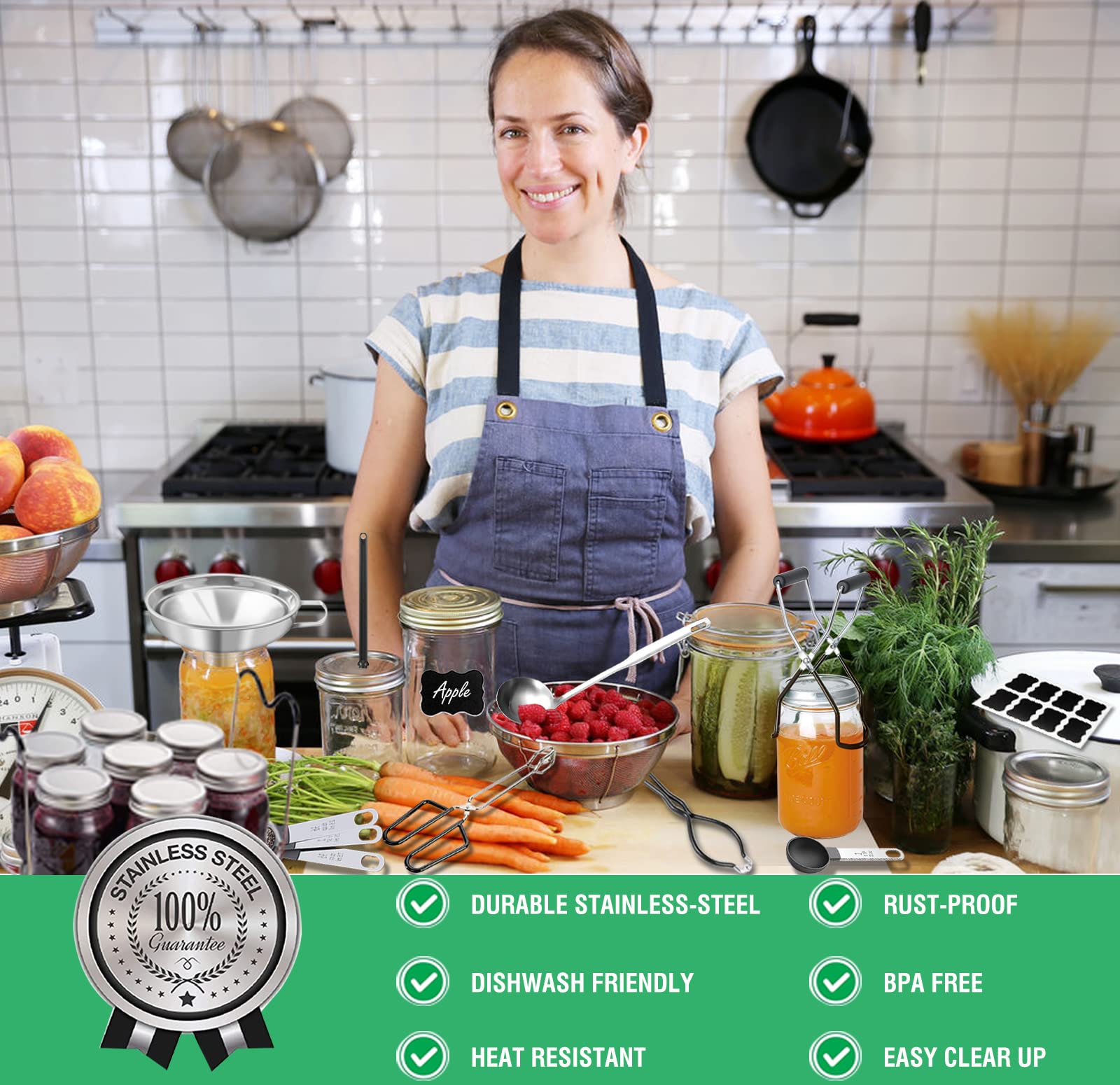 LEONICE tongs provide heat-safe grip during processing.