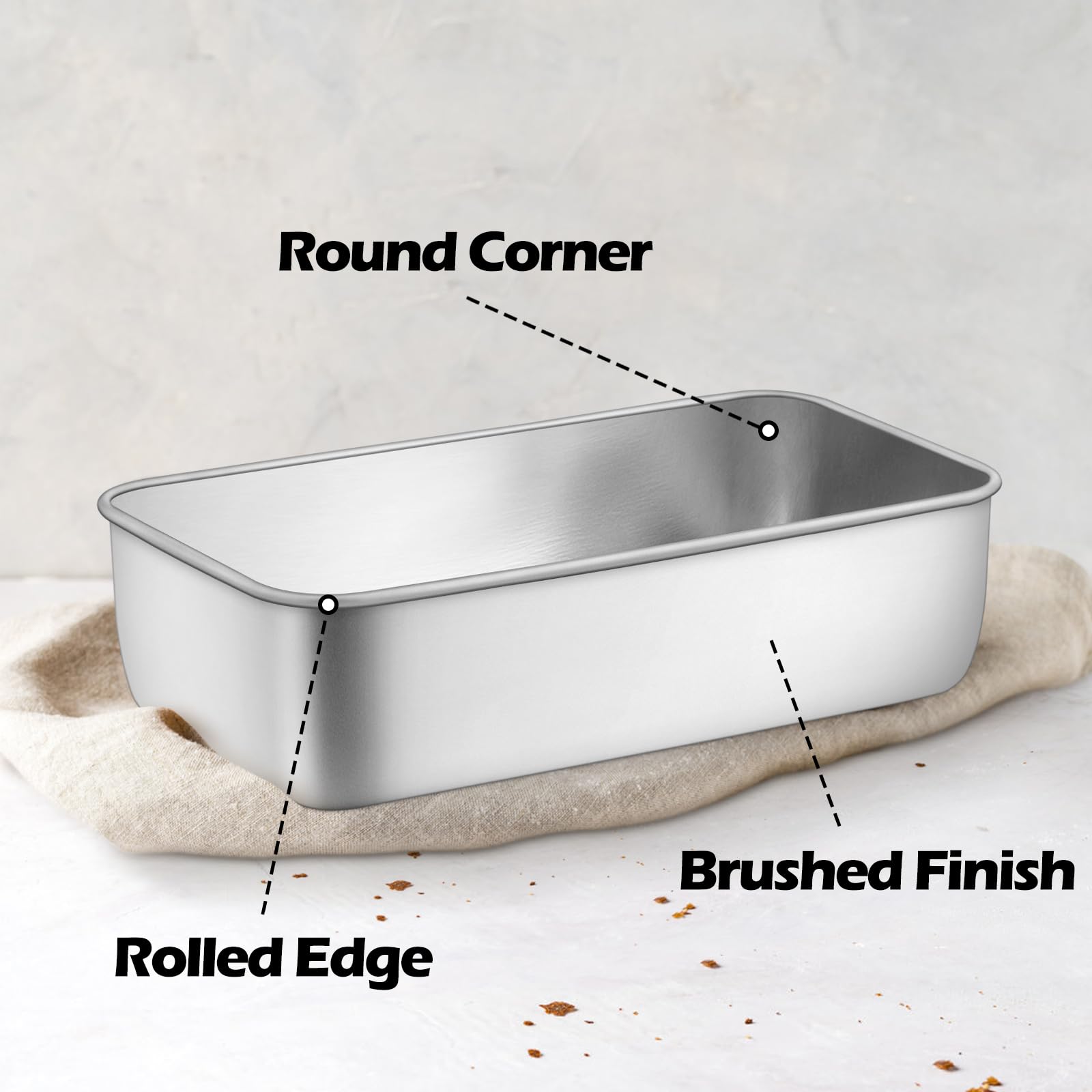 Leonyo loaf pan interior depth 2.5 inches for tall breads