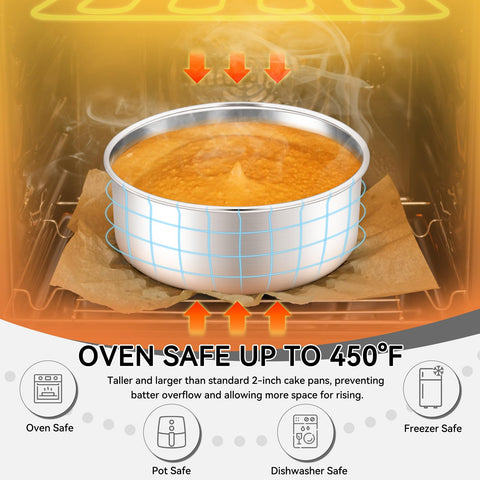 Leonyo 500°F oven-safe cake pan, versatile for cakes, pies, and tarts
