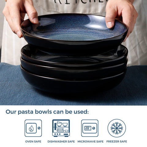 LERATIO 38 oz bowls, set of four, suitable for soups, salads, and noodles.