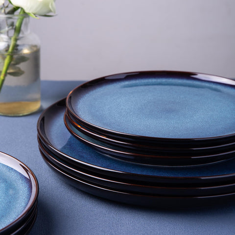 LERATIO oven-safe ceramic plates in blue glaze for versatile kitchen performance