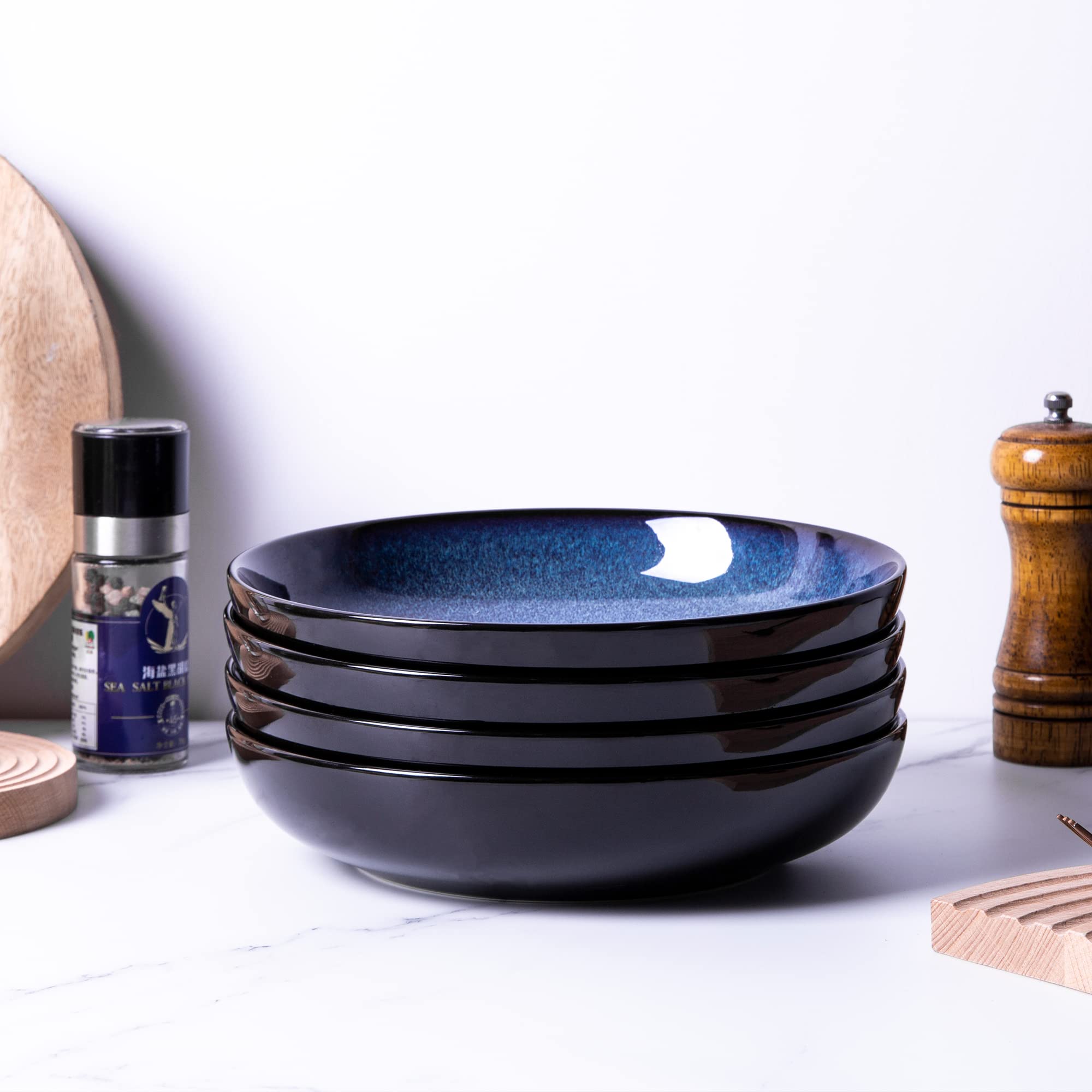 LERATIO dining-table setup shows stackable bowls for space-saving storage.
