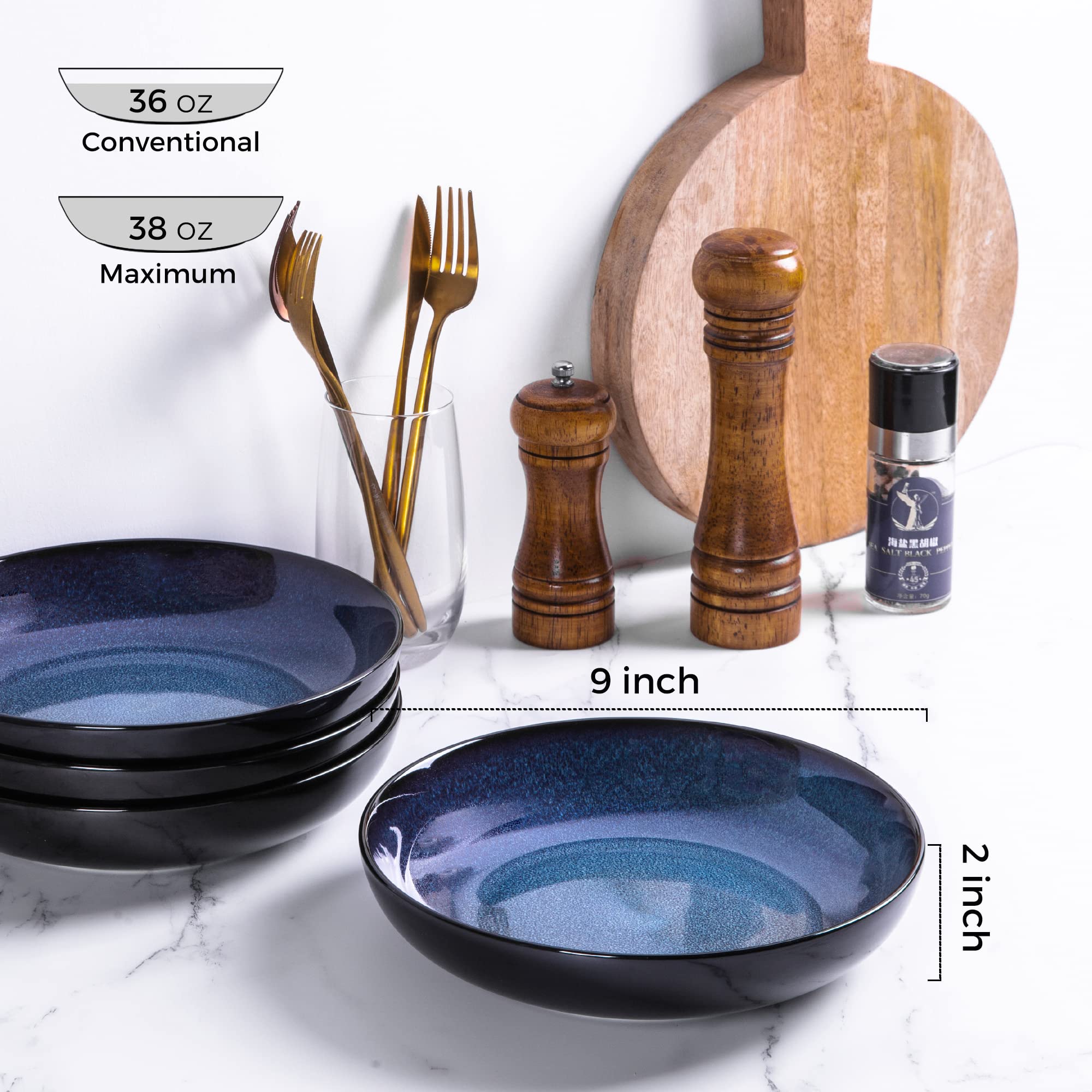 LERATIO 9-inch bowls provide generous serving space for entrees and salads.