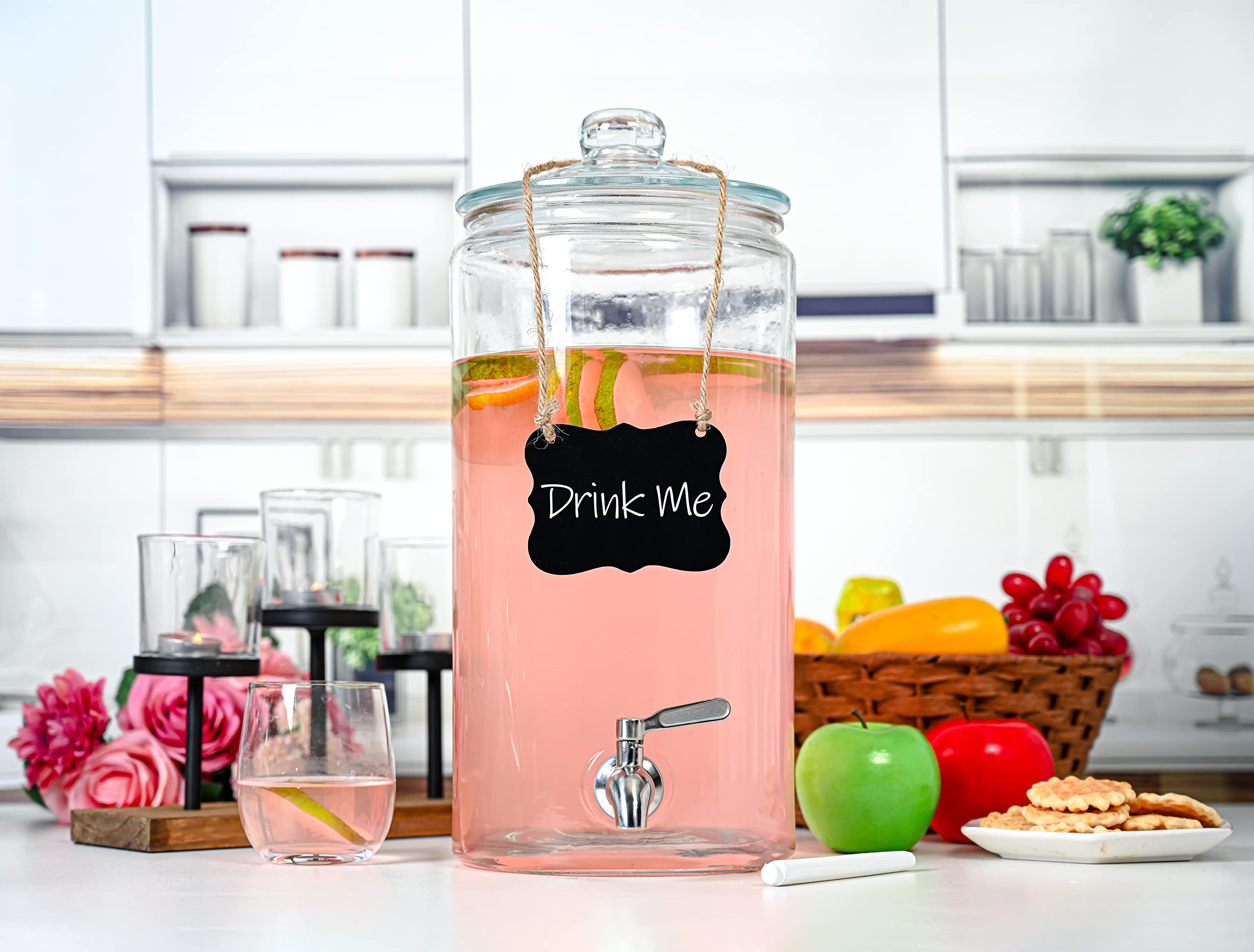 Le'raze 2-gallon dispenser ideal for water, juice, or iced coffee.