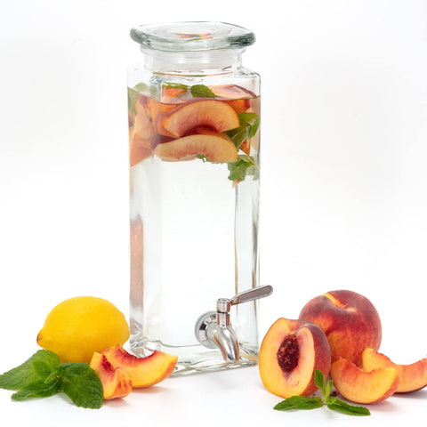 Dishwasher-safe Le'raze glass dispenser ready for easy cleaning.