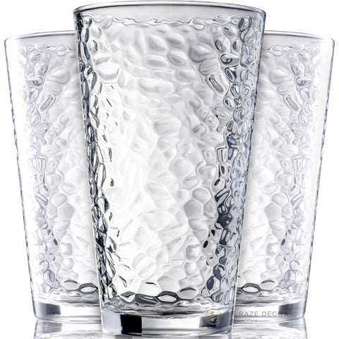 Le'raze hammered-glass cups 16oz – ideal for cocktails and whiskey on the rocks