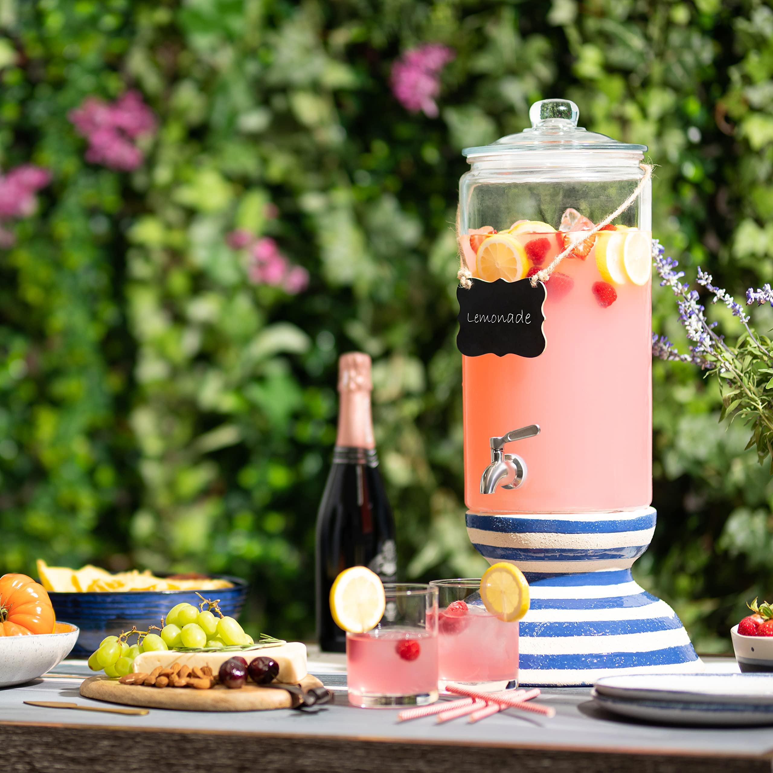 Le'raze marker and chalkboard lid for labeling beverages at parties.