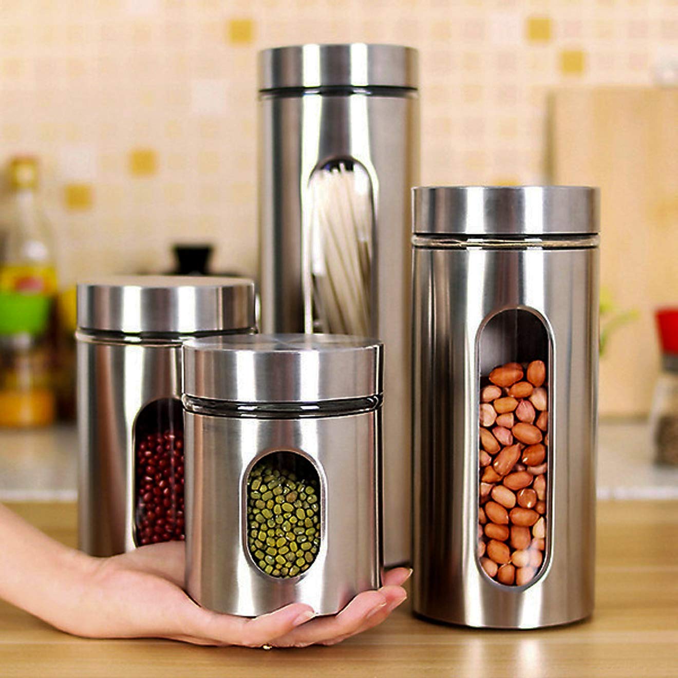 Le'raze spices and herbs stored in airtight canisters stay fresh.