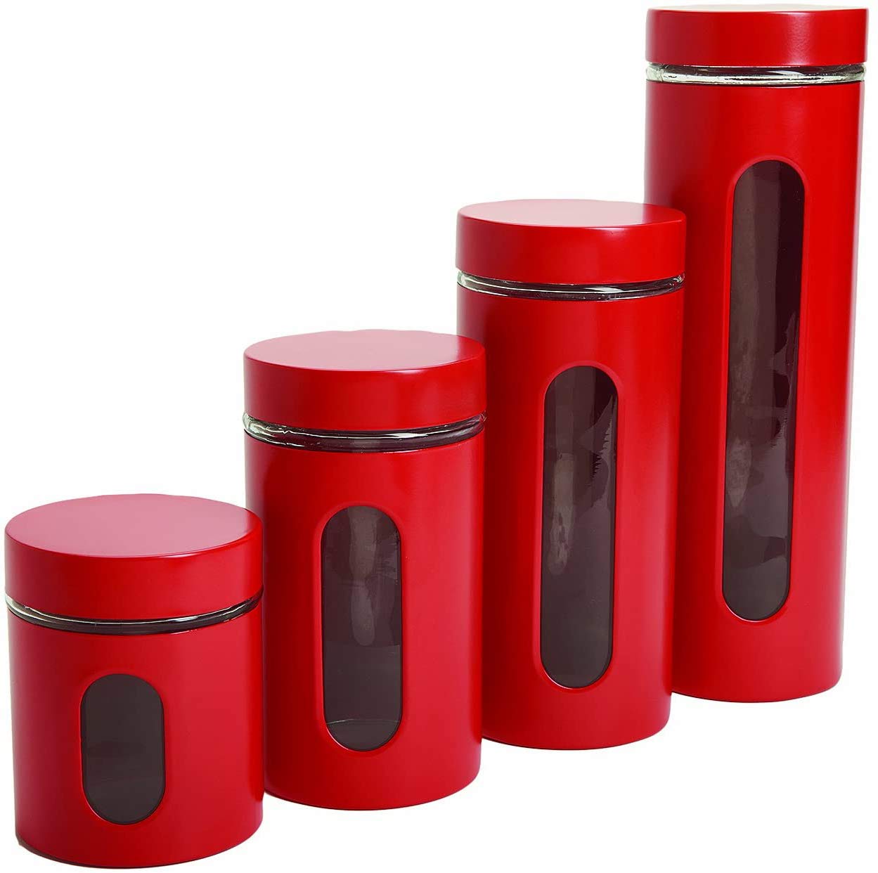 Le'raze stackable canisters save cabinet space while staying organized.