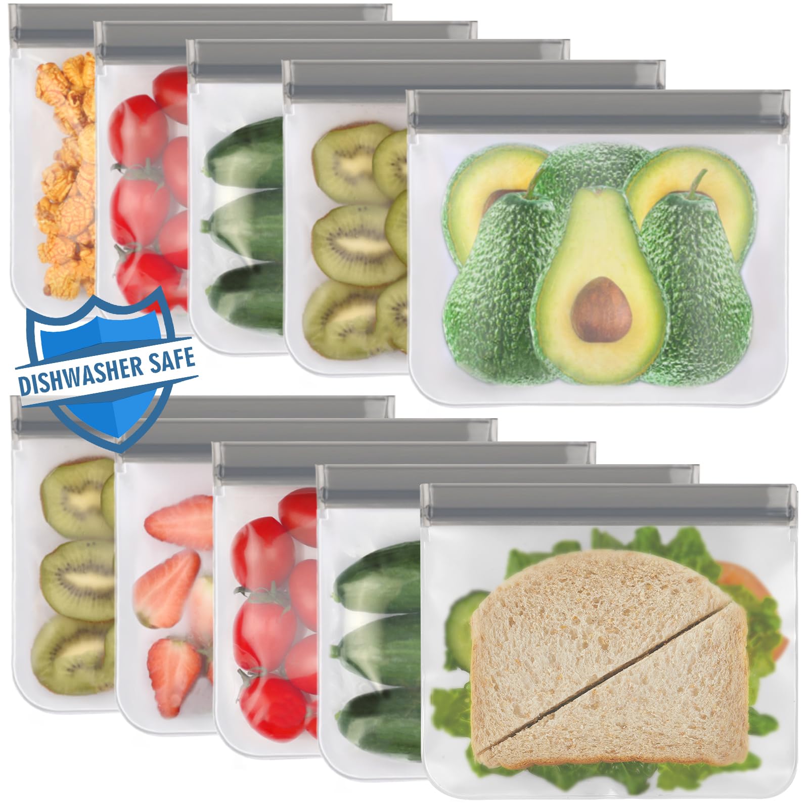 Lerine reusable sandwich bag on top rack, dishwasher safe for quick cleaning.
