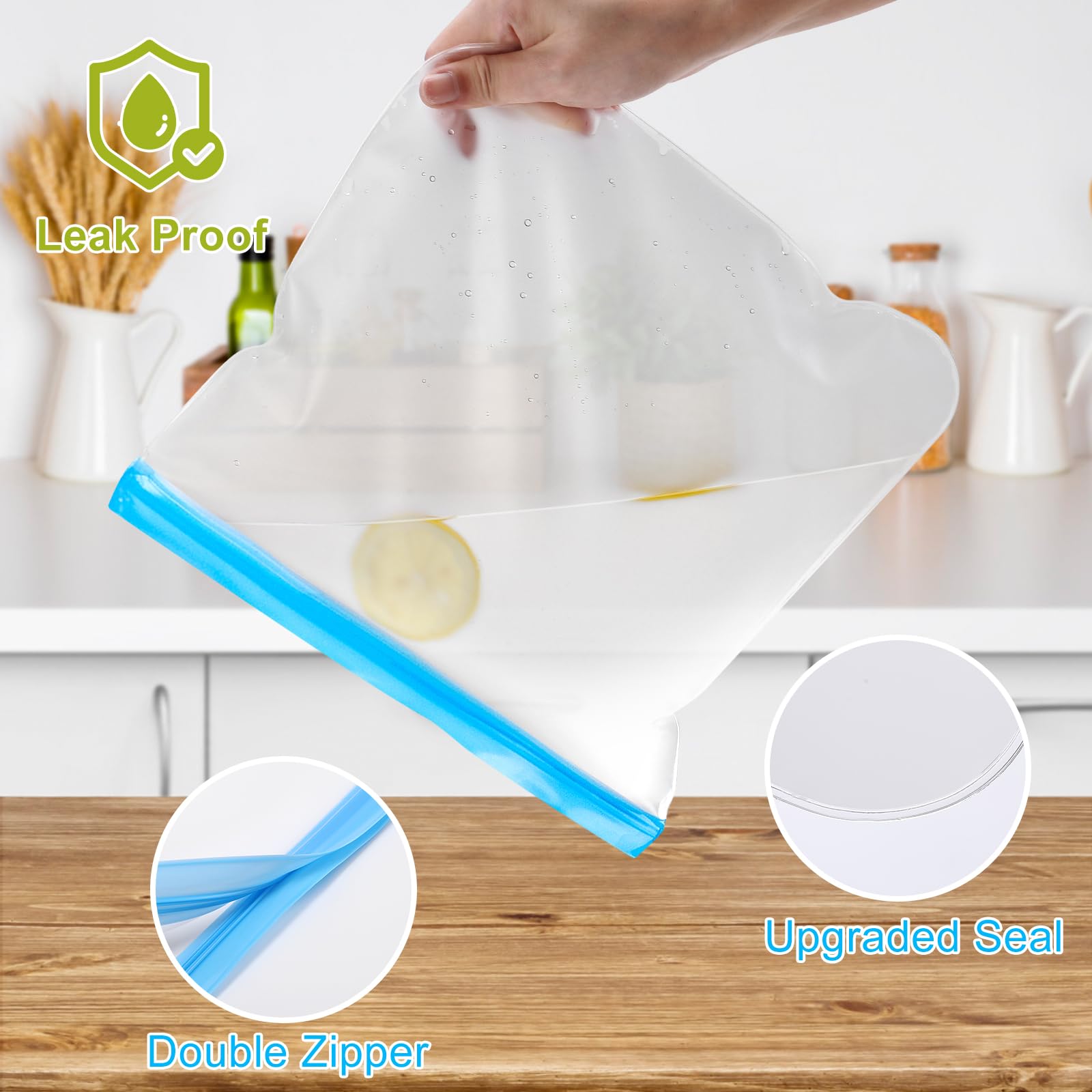Lerine gallon bags with leakproof closure prevent spills during transport.