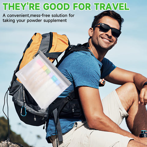 Lerine travel spoon and funnel prevent spills during mixing on the go.