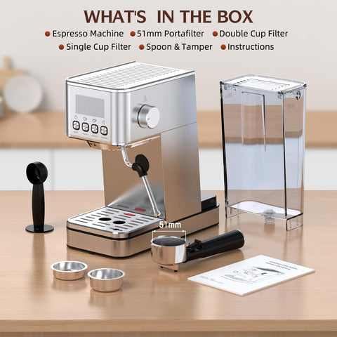 20-bar extraction image highlights robust flavor and full-bodied espresso.