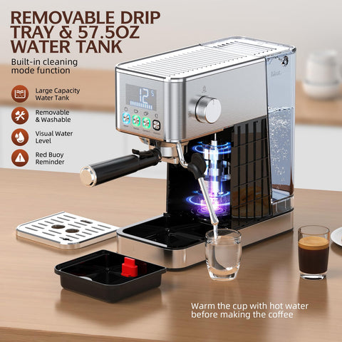 Compact kitchen setup saves counter space while delivering café-style drinks.