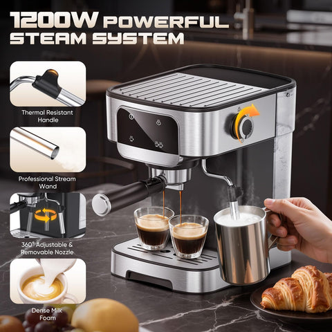 LERTIN milk frother in action creates rich, silky foam for lattes.