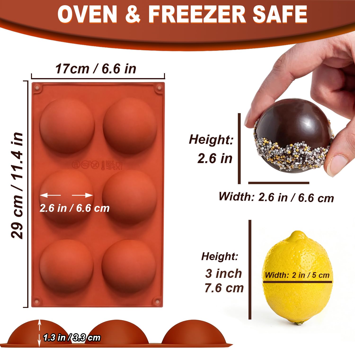 Lerykin six-hole silicone mold ideal for mousse domes and jelly drops