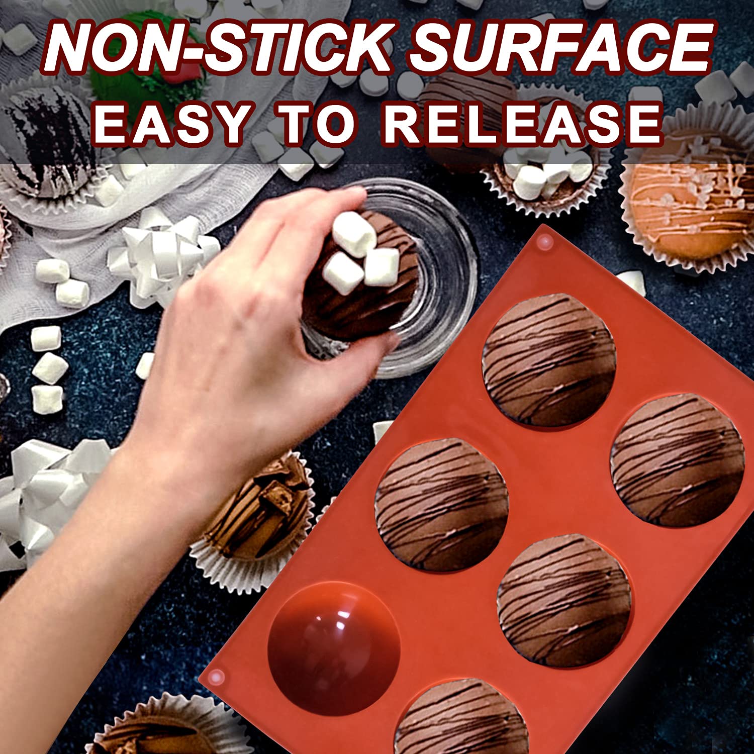Lerykin easy-release semi-sphere mold for chocolate and cake