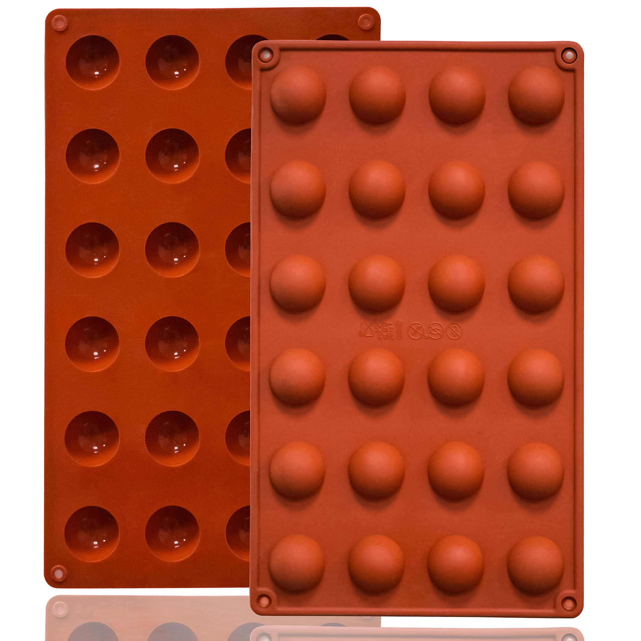 Lerykin mini 24-cavity semi-sphere mold set for jelly and chocolates, easy release