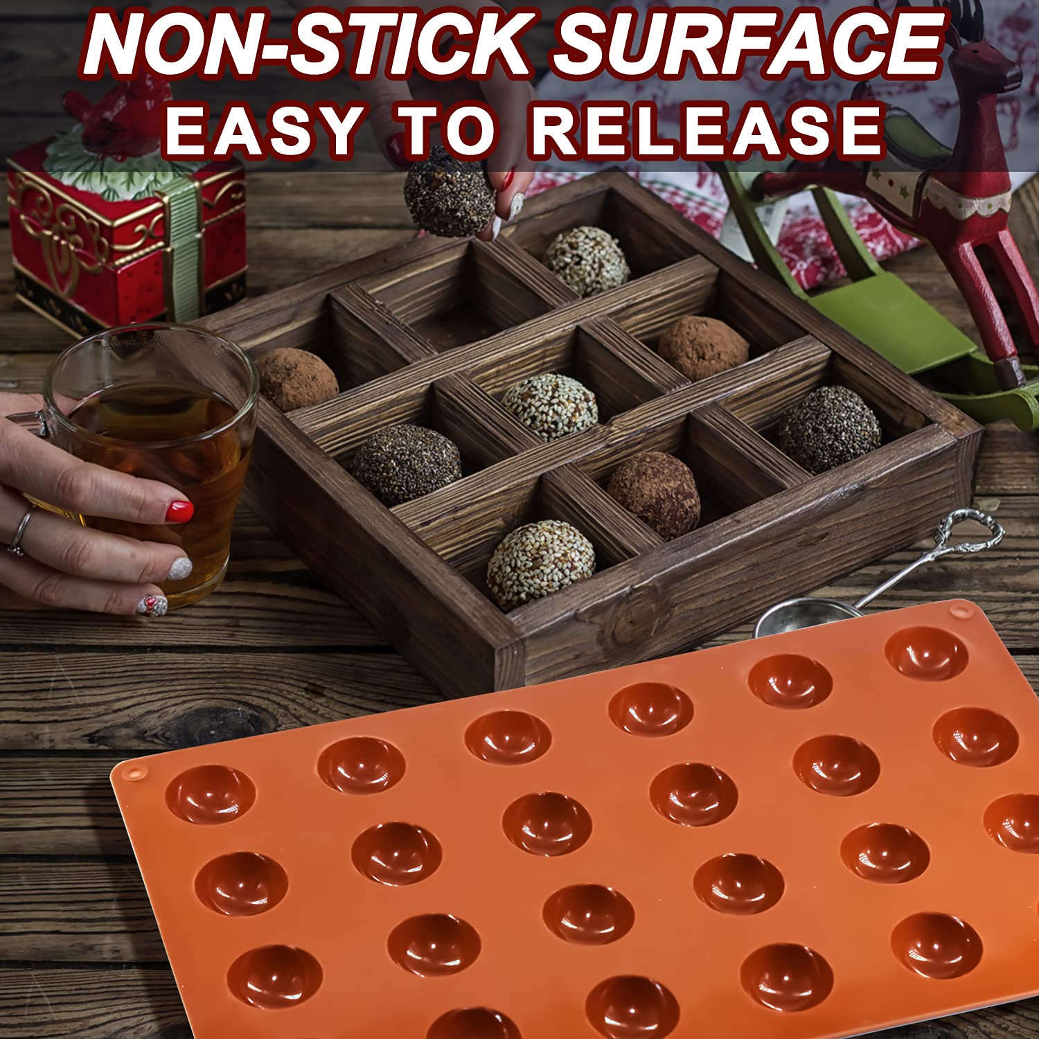 Lerykin semi-sphere silicone mold with 24 cavities for mousse cakes