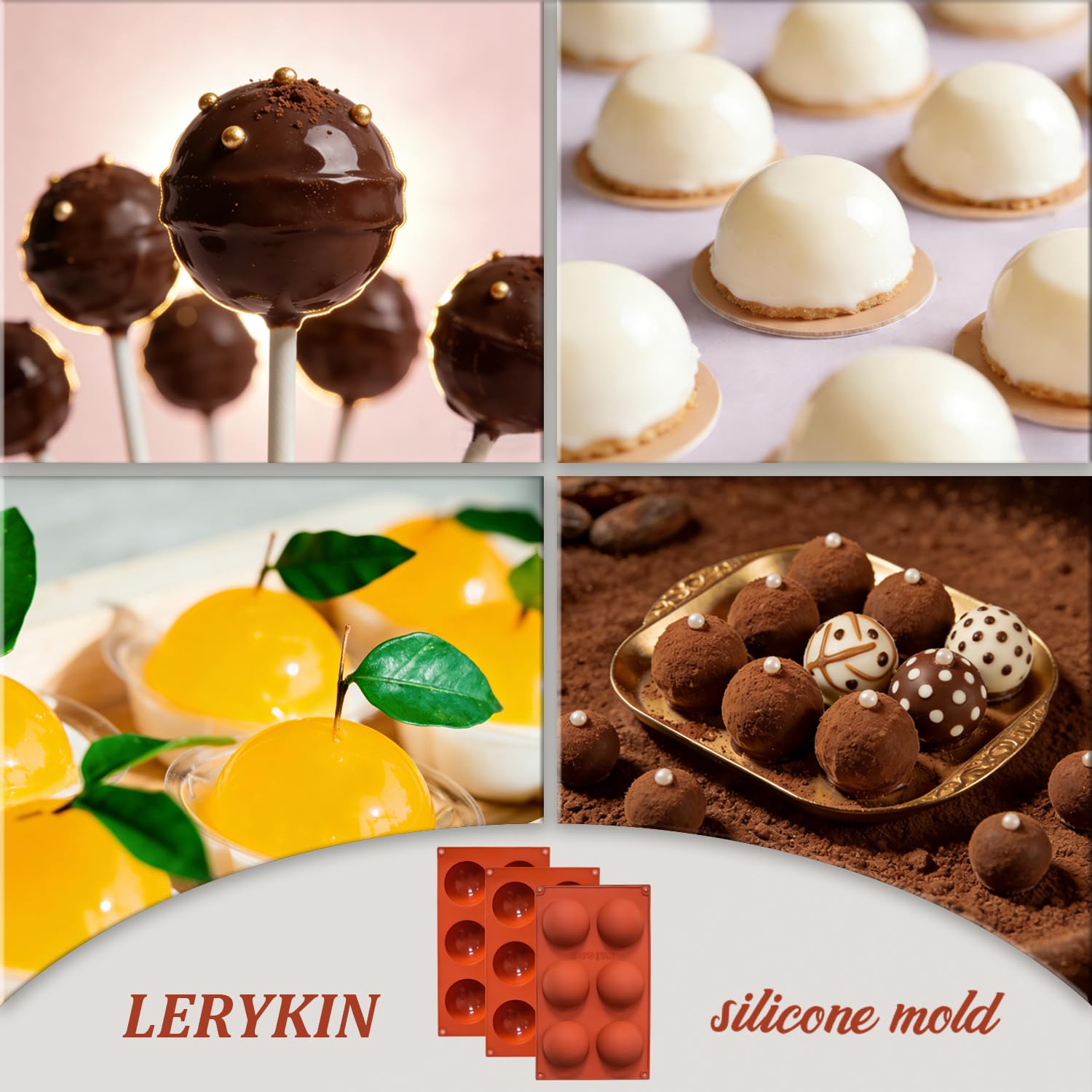 Lerykin 6-cavity semi-sphere mold creates restaurant-quality presentations at home